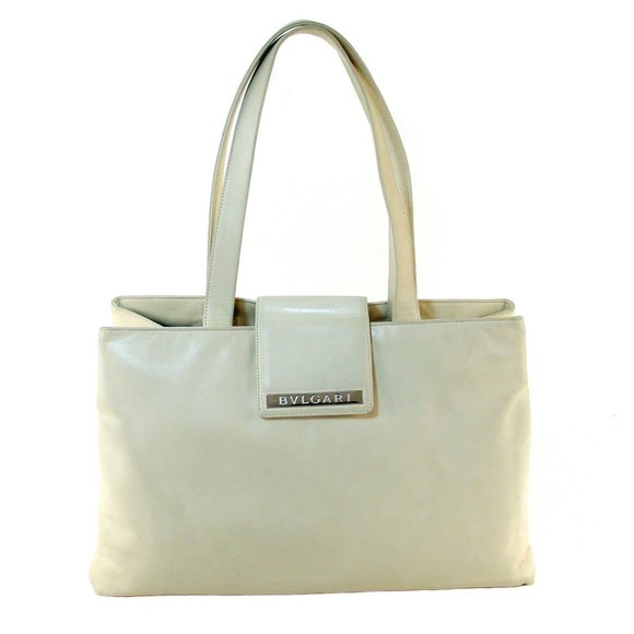 BVLGARI Handbags - BVLGARI Bulgari Ivory Glove Leather Satchel Tote